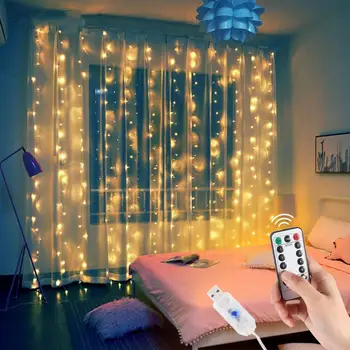 1/2/3M LED Užuolaidų Girlianda ant Lango USB Pasakų String Žibintai Užuolaidų Lempos Šalis Atostogų Dekoracija Namuose Miegamojo Lango
