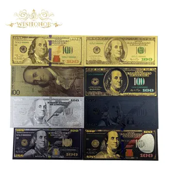 10vnt/daug Amerikiečių Juodojo Aukso Banknotų 100 Doleris, USD Aukso Folija Banknotų Padirbtų Pinigų Surinkimo Dovanos