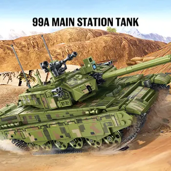1144Pcs Miesto WW2 99A Pagrindinis Tankas Modelio Blokai Karinės Armijos Kareivis Sumos Švietimo Plytų Žaislai Vaikams Berniukas