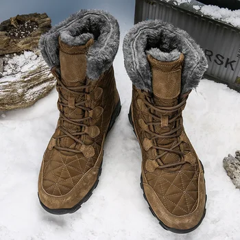 2019 naujas vyrų pliušinis vidpadis sniego batai, žieminiai batai, vyriški šilti sniego batai aukštos barelį vandeniui retro stiliaus batai kovoti su batai