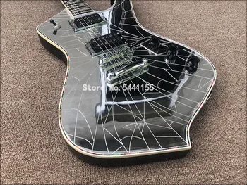 2020 m. Aukštos kokybės 6-string elektrinė gitara,Sidabro veidrodis gitara, juodos spalvos dažais, abalone apdaila,nemokamas pristatymas