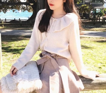 2020 M. Pavasario Žiemos Paltai Džemperis Moterims Ilgomis Rankovėmis Korėja, Japonija Preppy Stiliaus Dizainas V-Kaklo Mygtuką Cardigan Megztiniai Džemperis Rožinis J31