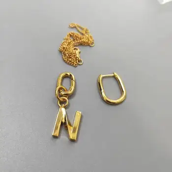 2020 m., Pradinis Laiškas 26 Charactors Derliaus Metalo Aukso žalvario, padengta karoliai clavicle grandinės Auskarai Choker collares apykaklės kupe