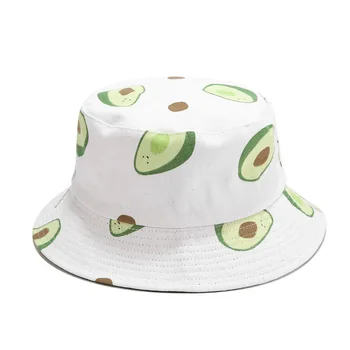 2020 metų Vasaros Avokado Žvejys Skrybėlę Vyrai Moterys Kelionės Drobės Bob Saulės Skrybėlę Vaisių Kibiro Kepurę Medvilnės Panama žvejybos hat raštas skrybėlę