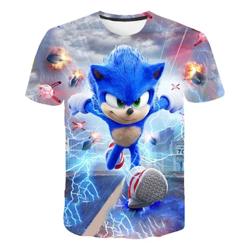 2020 metų Vasaros T-shirt Sonic the Hedgehog Atsitiktinis T shirts Animacinių filmų Kūdikio 3D Berniukų marškinėliai Mados Kvėpuojantis, Vaikams, Drabužiai, marškinėliai