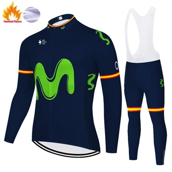 2020 vyrų movistar Dviračių džersis tiktų Žiemą Šilumos Vilnos dviračių drabužiai vyrams pantalones ciclismo hombre invierno uniforme