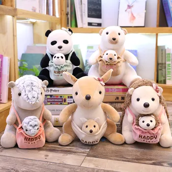 25cm mielas penkių motinos ir vaiko iškamša žaislas ežys polar bear pango kengūros namų vaikams, lėlės lėlės pagalvę gimtadienis gi
