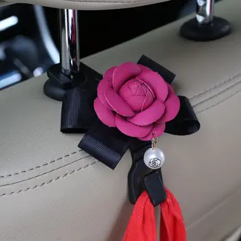 2VNT Camellia automobilio galinės sėdynės kabliukai kūrybos auto pagalvėlės pakabinimo laikiklis laikikliai krepšys, piniginė medžiaga multi-funkcija backseat kabliukai
