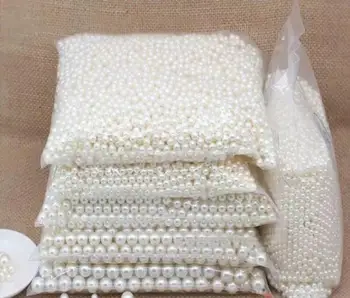 3-20mm 500 G/maišas Perlų Balta smėlio Spalvos ABS apvalių Perlų karoliukai, dirbtiniai plastikinių perlų karoliukus, jokių Skylių