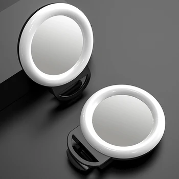 3 Ryškumo Lygius LED Selfie Žiedas Šviesos Pritemdomi LED Žiedo Lempos Mobiliojo Telefono Laikiklis Grožio Makiažas, Šviesos, Veidrodis