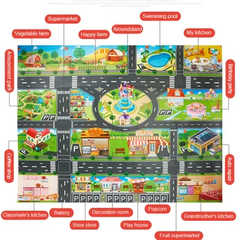 39Pcs Miesto Žemėlapį Automobilių Žaislai Modelis Nuskaitymo Mat Žaidimas Mygtukai Vaikams Interaktyvių žaidimų Namas Žaislai (28Pc Kelio Ženklų+10Pc Automobiliai+1Pc Žemėlapis)