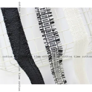 4 metrų 30mm Tvido austiniai diržai, Black&White Juostelės su Kutais Apipjaustymas į vintage stiliaus aksesuaras maišą drabužių nemokamas pristatymas