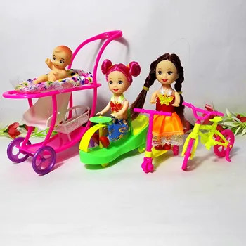 6 Asmenų Šeimai Lėlės, Kostiumai, Mama/ Tėvas/ Sūnus Baby/ Kelly/Vežimo Mergaičių Žaislai Mados Nėščia Lėlės Vaikas Žaislai, Gimtadienio Dovana Baby Doll