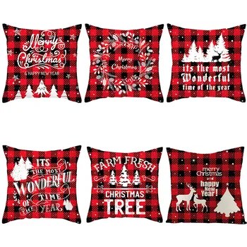 6 VNT Kalėdų švenčių raudona modelio užvalkalas išskirtinį namų dekoravimo Kalėdų medvilnės patalynė užvalkalas sofos pagalvėlė padengti F4
