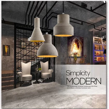 Art deco pramonės cemento kabo lempa E27 LED retro pakabukas žibintas su 5 stilius restoranas gyvenimo kambario, miegamasis viešbutyje
