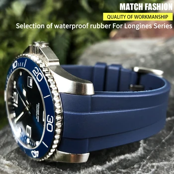 Aukštos Kokybės Silikoninės Gumos 21mm Watchband tinka Longines L3.781.4.9 HydroConquest Užkariavimo Juoda Mėlyna Raudona Žalia Dirželis Žiūrėti