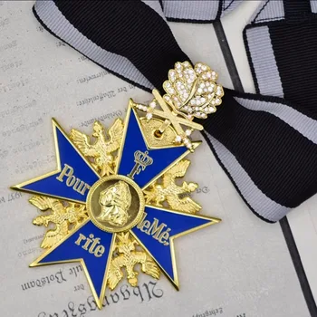 Aukščiausios kokybės WW2 Prūsijos vokiečių didžiojo medalis Ordino didelių pirmojo pasaulinio karo Aukso Mėlyna Max Pour Le Merite ženklelis