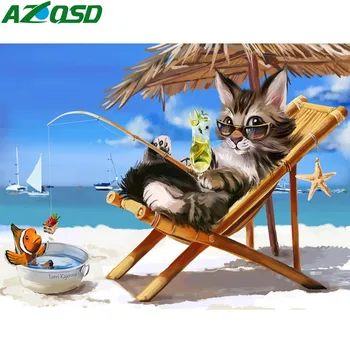 AZQSD Diamond Siuvinėjimo Žvejybos Katė 