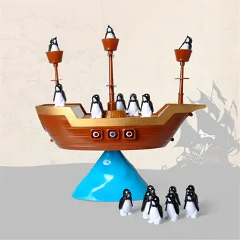 Balansas pingvinas piratų laivas žaislų mūšio įspūdį nušvitimą švietimo tėvų-vaikų bendravimą vaikų berniukų, mergaičių stalo žaidimai 3