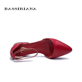 Bassiriana 2020 m. Vasarą naujas odos moterys butai dirželis sandalai aukštos kokybės Raudona Balta Juoda