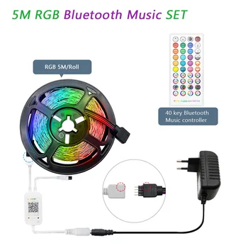 Bluetooth+Muzika 5050 LED Šviesos Juostelės RGB SMD 2835 Lanksčios Juostelės Fita RGB LED šviesos 5M 10M, 15M Juosta Diodų DC12V WIFI Valdytojas