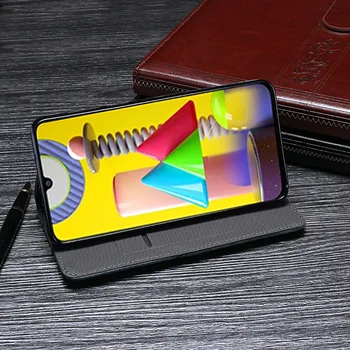Case For Samsung Galaxy M31 Padengti Prabangus Odinis Flip Case For Samsung SM-M315F Apsauginis Telefono dėklas Retro Galinį Dangtelį