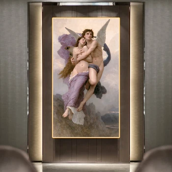 Citon Drobė, Aliejus, tapyba William Adolphe Bouguereau《Pagrobimo Psichika》Kūrinys Plakato Nuotrauką Sienų Dekoras Namų Puošybai