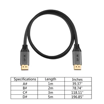 DisplayPort 1.4 Kabelis 8K 4K HDR 60Hz 144Hz Display Port Adapteris, Skirtas Vaizdo PC 1m/2m/3m/5m