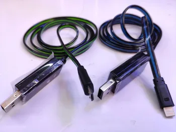 EL Šviesos diodų (LED Įkrovimo Laidai USB 2.0 A Male į Micro B kabelis USB Kabelis Matomas Teka Sinchronizuoti Duomenis viela, skirta 