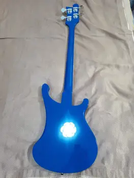 Gamyklos Custom Blue 4-string Elektrinė Bosinė Gitara su Kairės pusės,Baltos Pickguard, 