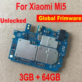 Global FirmWare Originalus Darbo Atrakinti Mainboard Xiaomi 5 Mi 5 Mi5 M5 3GB+64GB Motininę plokštę Mokestis Flex Kabelis