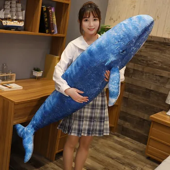 Gražus 75/110/130cm Modeliavimas Jūros Ryklių Gyvūnų Milžinas Mėlynasis Banginis Pliušinis Žaislas Tikroviška Jūros Pasaulyje Žuvis, Įdaryti Pagalvės Įrankis Nuotrauka