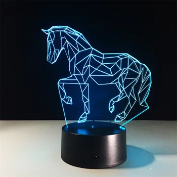Gražus Vienaragis 3D Led Nakties Šviesos Jodinėjimas Gyvūnų Stalas Stalo Lempa Nuotolinio Spalvinga Gradientas Šviesos Kambarį Žibintai Vaikams, Dovana, Žaislai
