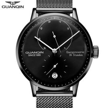 GUANQIN Automatinis Mechaninis laikrodis Vyrams Prabanga Švytinčios Paprasta Vyrai Žiūrėti Vandeniui Nerūdijančio Plieno Laikrodis ManCalendar Y
