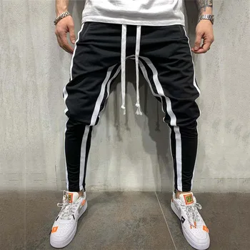 GYMOHYEAH Vyrų Track Kelnės NAUJOS Mados Hip-Hop Fitneso Streetwear Dryžuotos Kelnės Raišteliu Poilsiu Sweatpants Pantalon Homme
