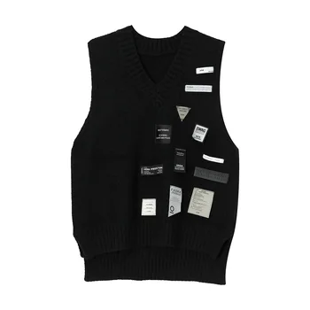 IEFB vyriški drabužiai V apykaklės kintwear vest 2021 m. pavasarį nauja etiketė dekoratyvinis rankovių megztinis liemenė vyrų visas rungtynes, 9Y4600