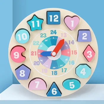 Ikimokyklinio Amžiaus Kūdikis Montessori Žaislas Ankstyvojo Ugdymo Matematikos Mokymo Priemonių, Žaislų, Skaitmeninis Laikrodis, Medinis Žaislas Magnetinio Geometrinės Formos Atitikimo