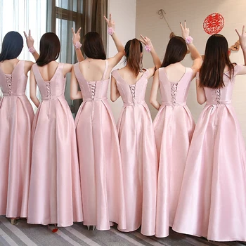 Ilgos Satino Bridesmaid Suknelę 2019 Nauji Ilgi Bridesmaid Dresses Sesuo Metinės Šalis Suknelė A2365