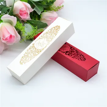 Individualizuotos dizainas blizga aukso pjovimas lazeriu nėriniai, vestuves kvietimą dėžutę