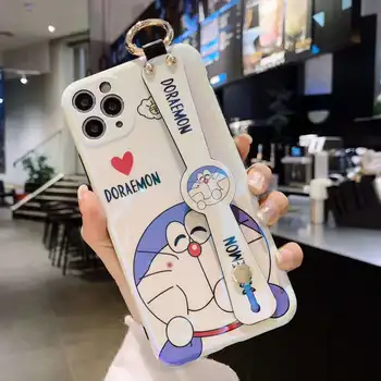 Japonijos Anime Riešo stovėti Mėlyna Šviesa Doraemon Silikoninis Telefono dėklas Skirtas iPhone XR XS Max X 8 7 6 6S Plus 11 Pro Max laikiklis dangtelio