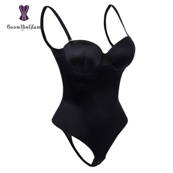 Juodas maudymosi kostiumėlis Su Liemenėlė Lycra Kūno Shapewear Seksualus Moterų Bodysuit Su Reguliuojamu Dirželiai 652#
