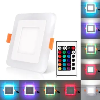 Karšto Pardavimo Apvalūs/Kvadratiniai RGB LED Panel Šviesos + Nuotolinio Valdymo 6w/9w/16w/24W Įleidžiamas LED Lubų plokštės, šviesos AC85-265V+Vairuotojas