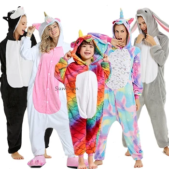Kigurumi Katė Onesies Vaikams Pižama Žiemos Vienaragis Sleepwear Vaikų Pižamos Vaikai, Berniukas ir Mergaitė Panda Cosplay darbo drabužiai