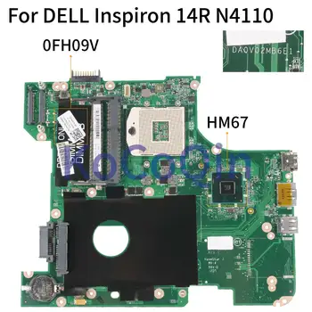 KoCoQin Nešiojamojo kompiuterio motininė plokštė, Skirtas DELL Inspiron 14R N4110 HM67 Mainboard 0FH09V 0FH09V DA0V02MB6E1 DDR3