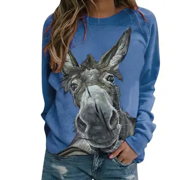 Kūrybos Moterų Donkey Spausdinti Pavasarį, Rudenį Streetwear Palaidinukė Moteriški Drabužiai Hoodies moterų Harajuku viršūnes 2021