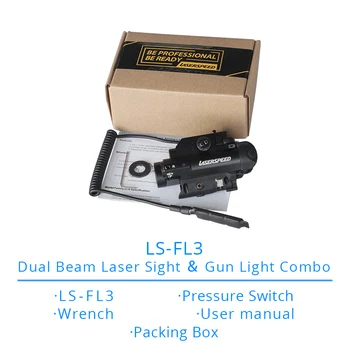 Laserspeed Aliuminio Kompaktiškas IR&Žalia Lazerinis taikiklis Dual Beam su Ginklu Šviesos Taktinis Combo