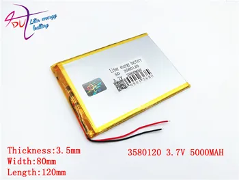 Litro energijos baterijos 1pcs/daug 3580120 3.7 V 5000MAH Li-ion baterija tablet pc 7 colių 8 colių 9inch Planšetinio kompiuterio Baterija vidinis