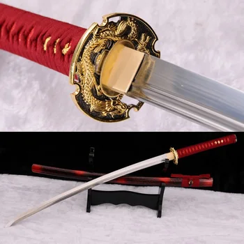 LYUESWORD visos Funkcinės KATANA Japonų Samurajus Kardas Labai Aštrių 9260 spyruoklinio Plieno UNOKUBI ZUKURI Ašmenys Dragon Tsuba Nekilnojamojo Supjaustyti