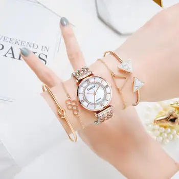 Mados Nustatyti Moterų Laikrodžiai Paprasta, Romantiška rožinė Aukso Žiūrėti Moterų Kvarcinis Laikrodis Ponios Žiūrėti Relogio Feminino Reloj Mujer