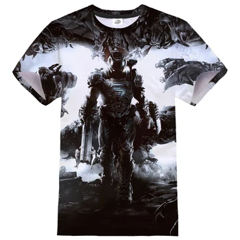 Mados Žaidimas Doom T-shirt FPS Cosplay Vyrų, Moterų Sporto Atsitiktinis 3D Spausdinimo Marškinėlius Hip-Hop Stiliaus Streetwear Marškinėliai Madinga Tees Viršūnės